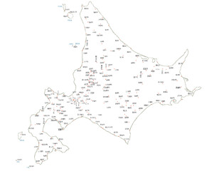 北海道　日本　地図　白　斑点　イラスト