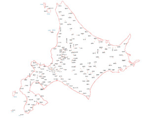 北海道　日本　地図　白　斑点　イラスト