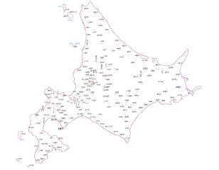 Obraz premium 北海道 日本 地図 白 斑点 イラスト