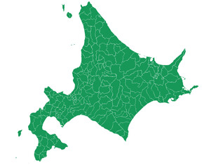 北海道　日本　地図　グリーン　イラスト
