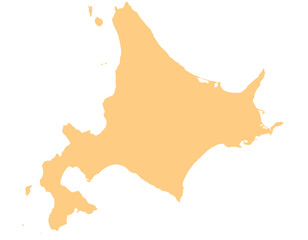 北海道　日本　地図　オレンジ　イラスト