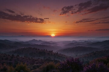sunset in the lavender mountains 