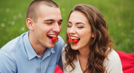 Celebrating national picnic month with joyful moments and fresh strawberries outdoors