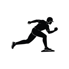 Baseball Player Slide Vector Silhouette