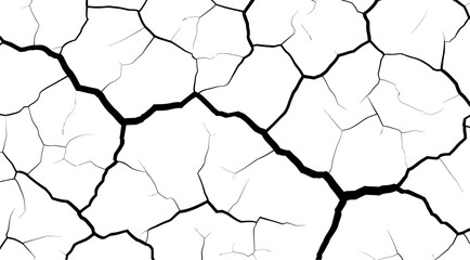 Close-up of a Cracked Surface Displaying a Tiled Effect Against a Plain White Background