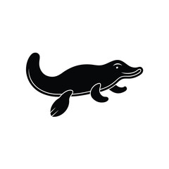 Platypus River Vector Black and White