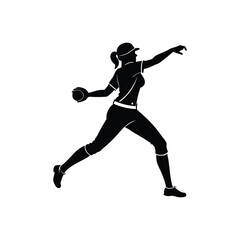 Softball Player Pitch Vector Art