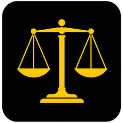 Law scale icon, justice symbol, flat vector design