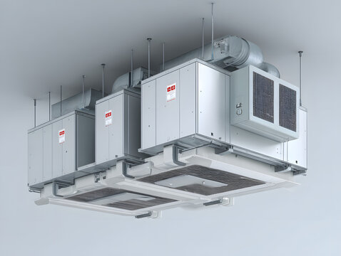 Air handling units AHUs in assembly hall duct 