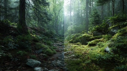 Enchanted Deep Forest 8K Misty Morning Scene