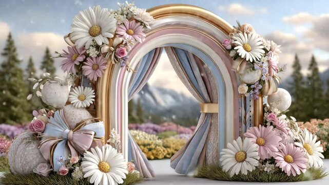 Warm floral scene with arch stock video