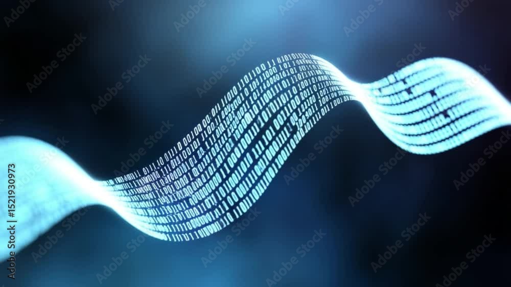 Poster Digital Flow: Abstract swirling stream of digital code, representing data flow, innovation, and technological progress.