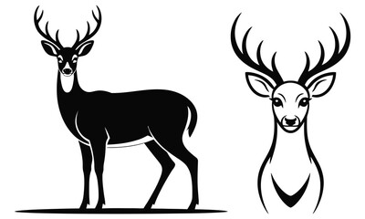 set of deer silhouettes