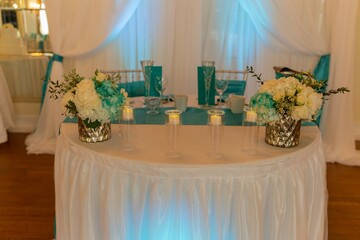 Teal & Silver Head table Wedding