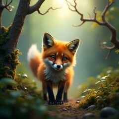 red fox in the forest