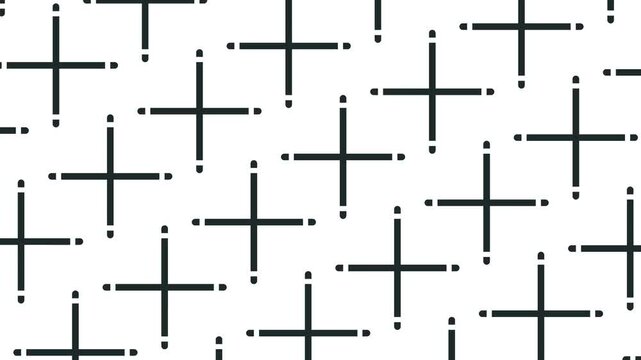 Large crosses with cut tips move in a common mass.