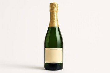A single, elegant bottle of champagne, its iconic shape and foil instantly recognizable, isolated against a pristine white background, symbolizing celebration, luxury, and special occasions.