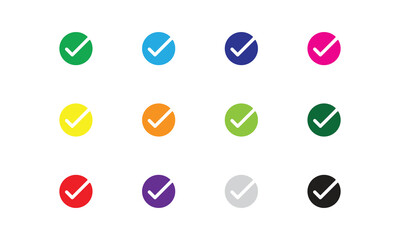 Tick Symbols, Colorful Check Mark Design. These icons provide clarity and consistency in task completion indicators.