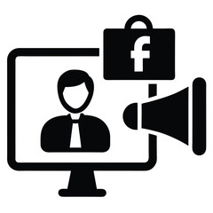 Marketing manager element isolated Facebook ads screen on white background