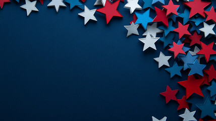 Red, white, and blue stars border a dark blue background, perfect for USA-themed celebrations and designs.
