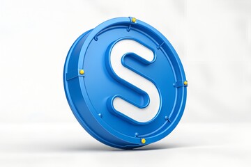 Blue circular sign with white letter s 3d render