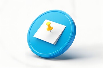 Blue circle note pad with yellow push pin reminder