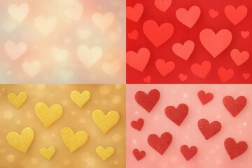 A captivating collection of vibrant and romantic love hearts backgrounds, perfect for creating beautiful and personalized Valentine's Day photo cards, radiating warmth, affection, and festive cheer.