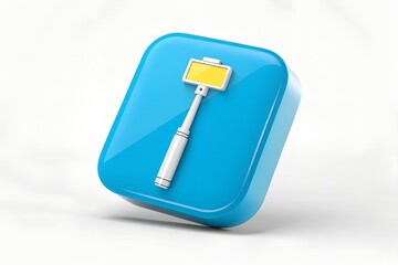 Blue square icon featuring a selfie stick