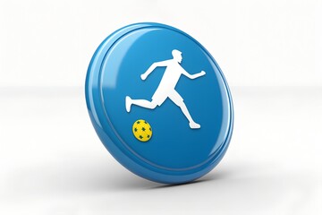 Soccer player icon blue circle 3d render sports graphic
