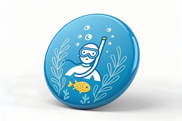 Underwater diver badge snorkeling ocean sea life fish
