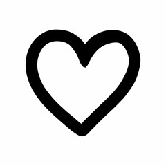 Bold black hand drawn heart shape love symbol