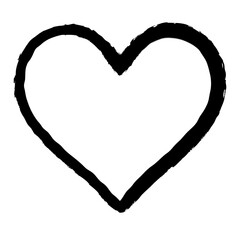 Hand drawn black heart shape romantic love symbol