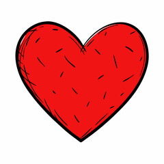 Hand drawn red heart love symbol valentine romance
