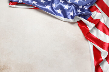 National flag of America on light background. Independence Day celebration