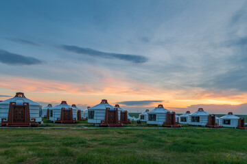 The Mongolian yurts on the Horonor Grassland in Hulunbuir City, Inner Mongolia Autonomous Region, China