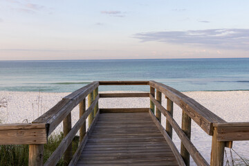 Fototapeta premium Beach deck at Sunrise on the Emerald Coast