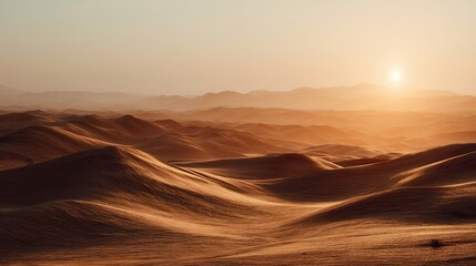 Stunning 8K Desert Landscape Golden Sands at Sunset