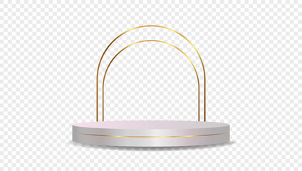 Podium white on transparent background Vector 3d. Template Stand for product presentation studio showroom awards. Product display mockup.