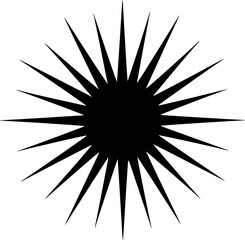 Geometric sunburst with sharp rays black silhouette vector illustration

