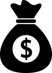 Money bag with dollar sign simple black silhouette vector illustration
