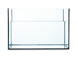 Glass aquarium with water isolated on white