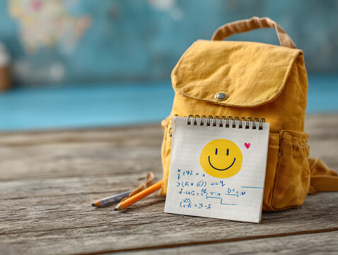 note paper with handwritten math formula and emoj