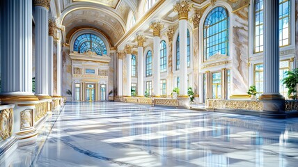 Fototapeta premium Baroque architecture and art fill the luxurious interior of the old St Petersburg Cathedral, showcasing its grand arches, marble columns, and historic religious hall