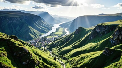 mountain landscape with blue sky