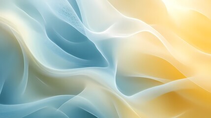 Obraz premium Abstract flow of creamy yellow and misty blue forming smooth curves and fractal wisps, 