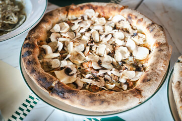 A Tartufina pizza in an Italian restaurant.