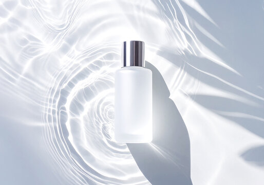 Cosmetic Bottle Mockup with Water Reflection
