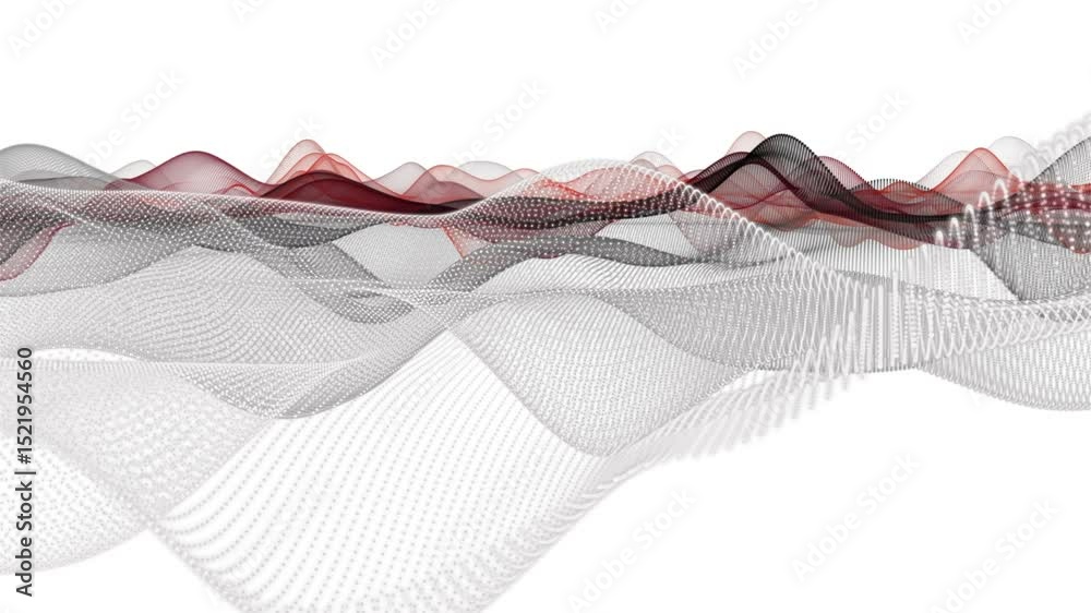 Poster fantastic video animation with particle wave object in slow motion, 4096x2304 loop 4k