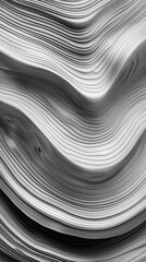 Abstract Black and White Wavy Line Pattern Modern Art