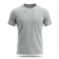 Gray t-shirt isolated on white background for fashion, apparel, and clothing mockups.